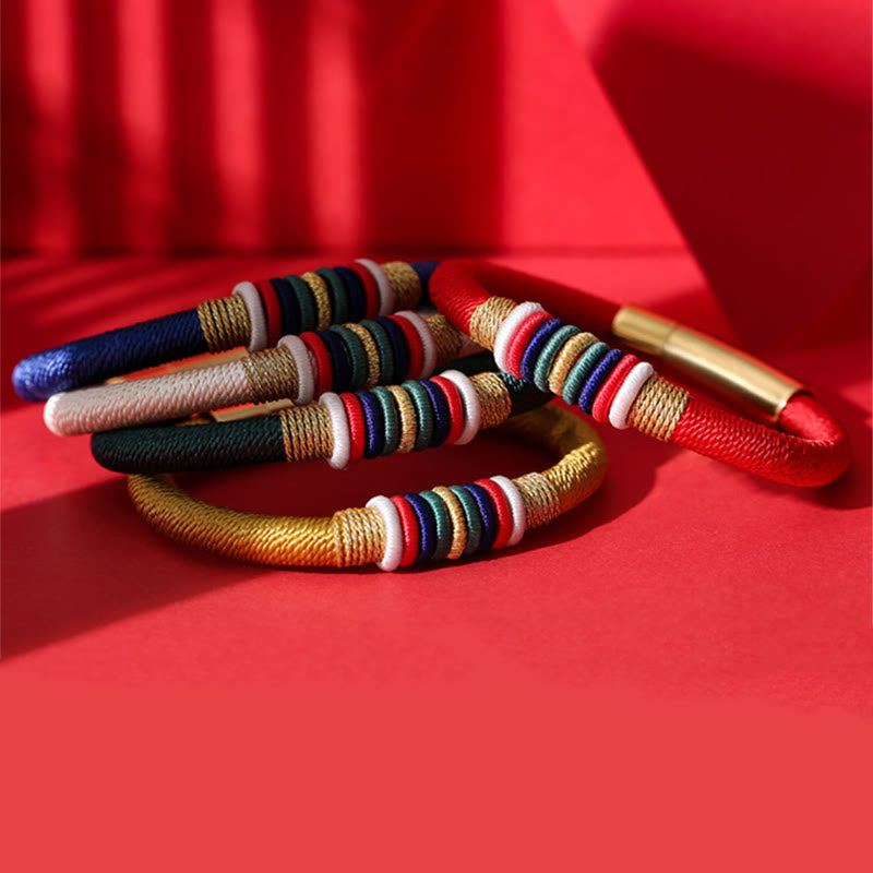 Wear FengShui Tibetan Handmade Colorful King Kong Knot Five Elements Luck Braid String Bracelet