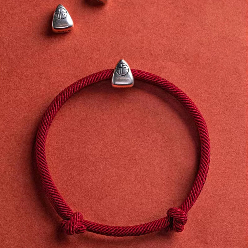 Wear FengShui 925 Sterling Silver Fu Character Blessing Handmade Braided Bracelet