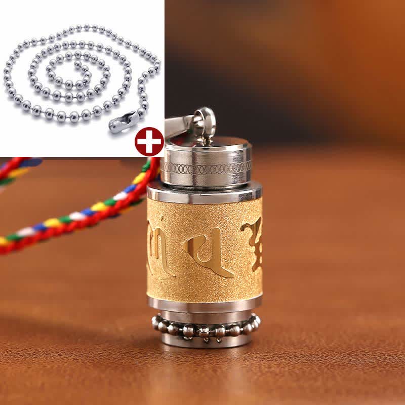Wear FengShui Tibet Om Mani Padme Hum Shurangama Mantra Titanium Steel Wisdom Amulet Necklace Pendant