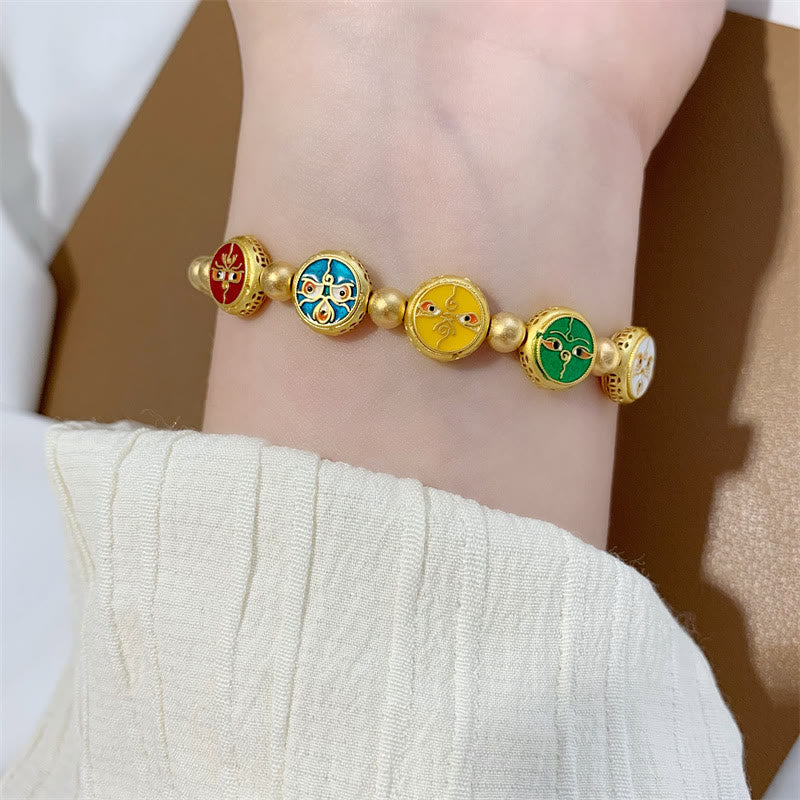 Wear FengShui Tibetan Five God Of Wealth Copper Beads Luck Bracelet