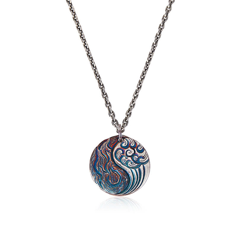 Wear FengShui 990 Sterling Silver Yin Yang Water and Fire Balance Necklace Pendant