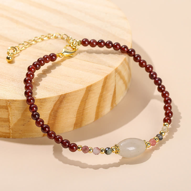 Wear FengShui Garnet Jade Tourmaline Bead Passion Bracelet