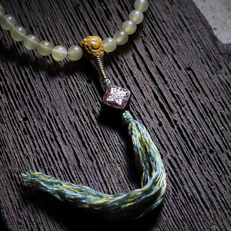 Wear FengShui 108 Mala Beads Tibet Sheep Horn Amber Luck Bracelet