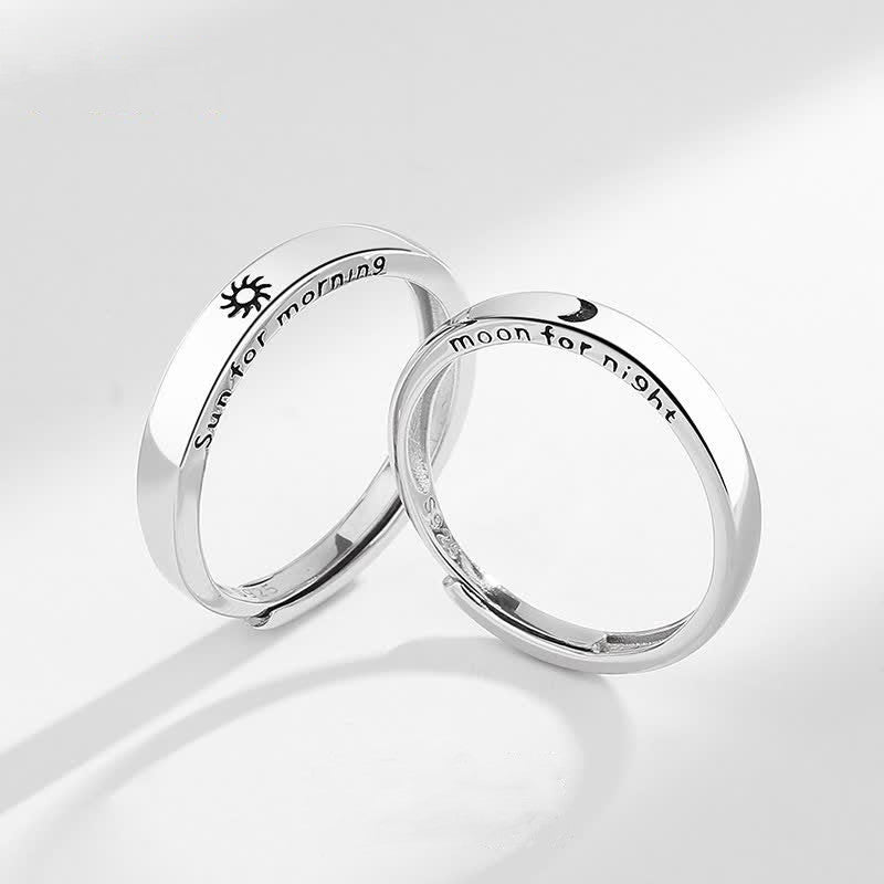 Wear FengShui 925 Sterling Silver Sun Moon Protection Adjustable Couple Ring