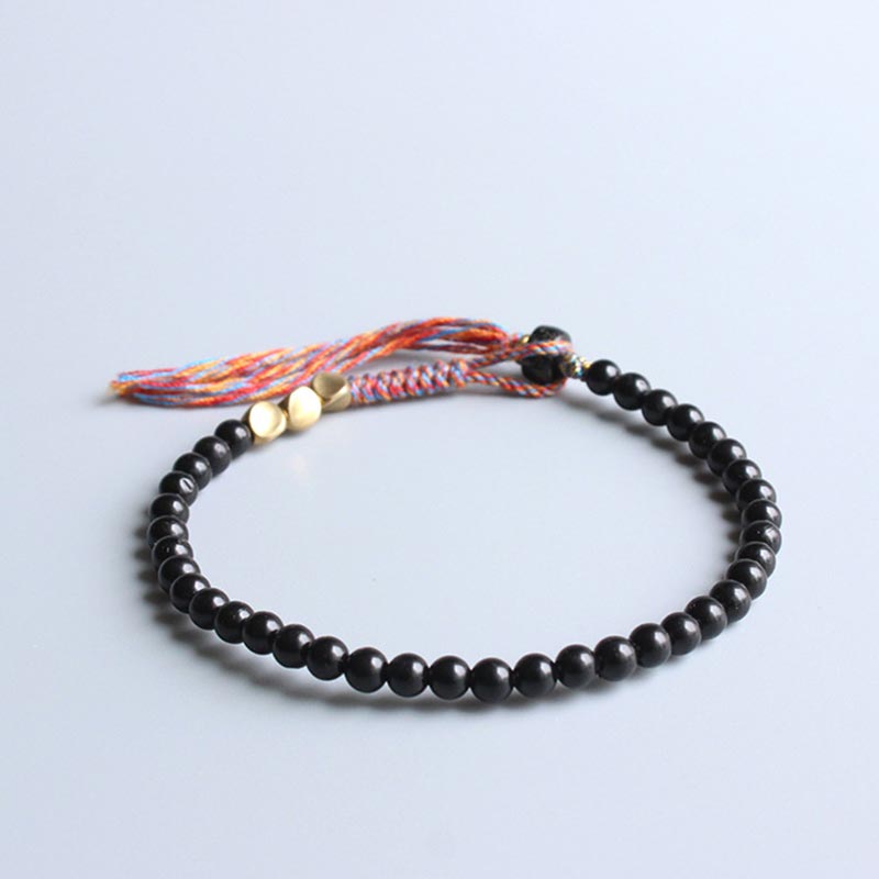 Wear FengShui Handmade Tibetan Black Onyx Tassel Bracelet