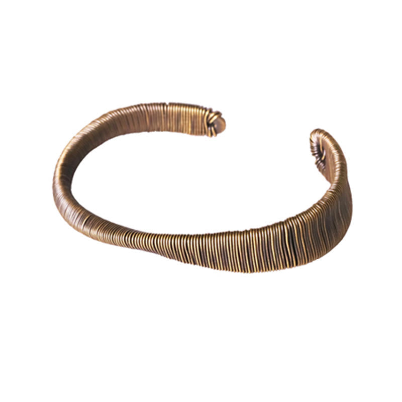 Wear FengShui Simple Design Wrapped Brass Copper Luck Wealth Adjustable Cuff Bracelet