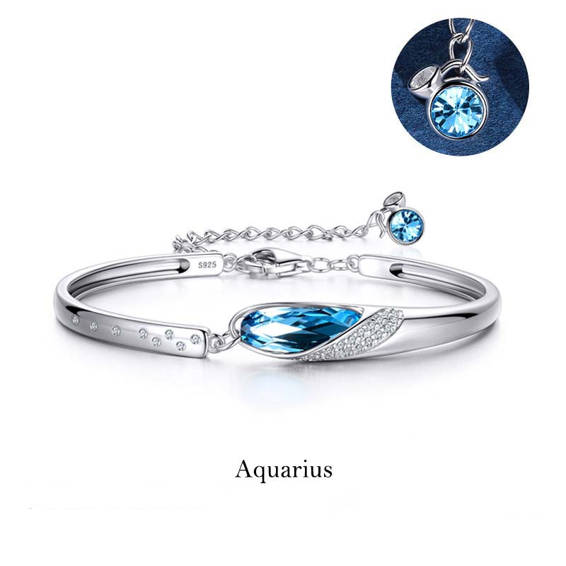 Wear FengShui 925 Silver Plated Copper 12 Constellations of the Zodiac Charm Bracelet