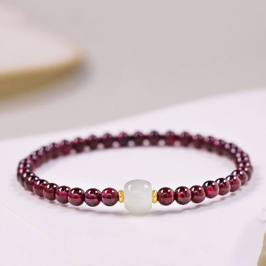 Wear FengShui Natural Garnet Jade Bead Purification Bracelet