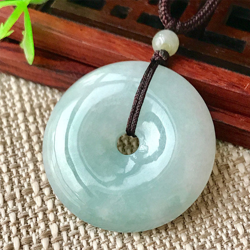 Wear FengShui Round Jade String Luck Necklace Pendant