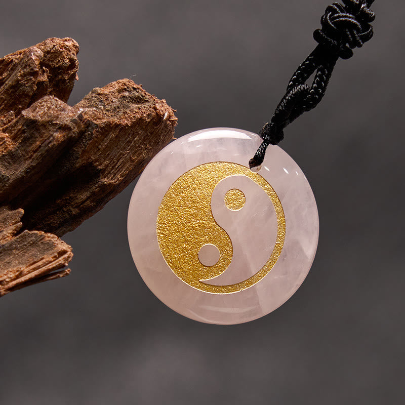 Wear FengShui Various Crystal Amethyst Tiger Eye Green Aventurine Yin Yang Spiritual Necklace Pendant