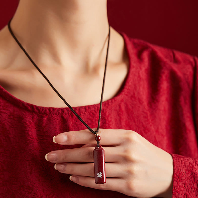 Wear FengShui Chinese Zodiac Natal Buddha Cinnabar Amulet Protection String Necklace Pendant