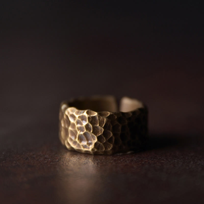 Wear FengShui Tibetan Bump Texture Design Copper Brass Luck Ring