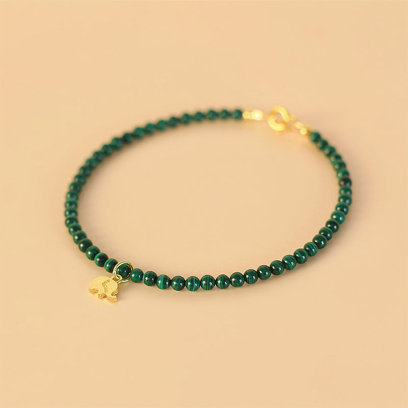 Wear FengShui Natural Malachite Elephant Anti-Anxiety Charm Bracelet