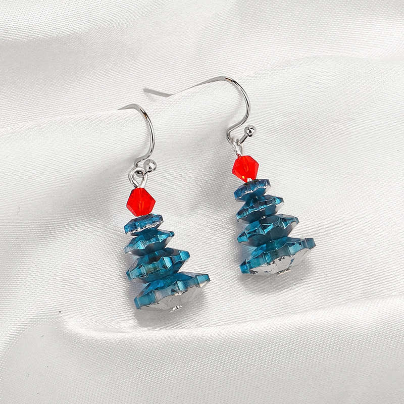 Wear FengShui Various Crystals Christmas Tree Amethyst Peace Healing Drop Earrings