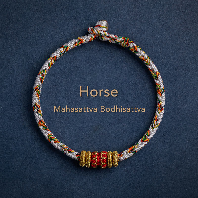 Wear FengShui Tibet Handmade Chinese Zodiac Natal Buddha Luck Strength Braided String Bracelet