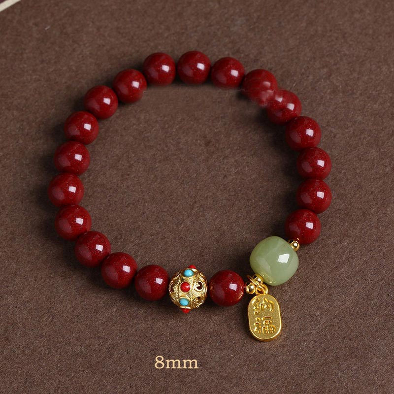 Wear FengShui Cinnabar Green Aventurine Fortune Protection Charm Bracelet