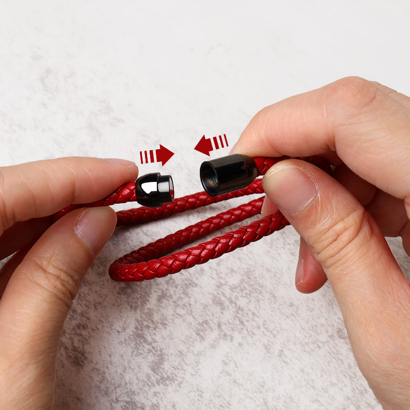 Wear FengShui Genuine Leather Red String Protection Magnetic Buckle Bracelet