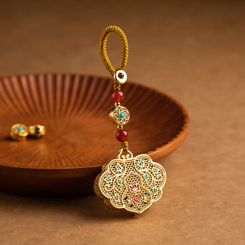 Wear FengShui Lock of Good Wishes Fu Character Luck Blessing Key Chain