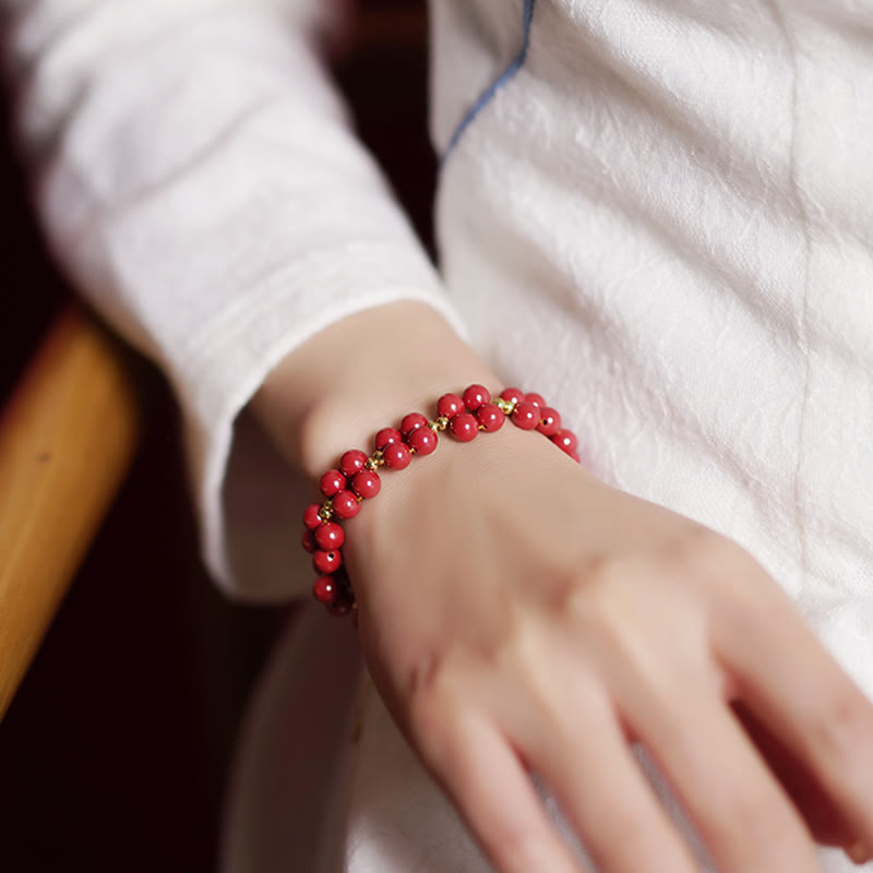 Wear FengShui Natural Cinnabar Beaded Blessing Bracelet