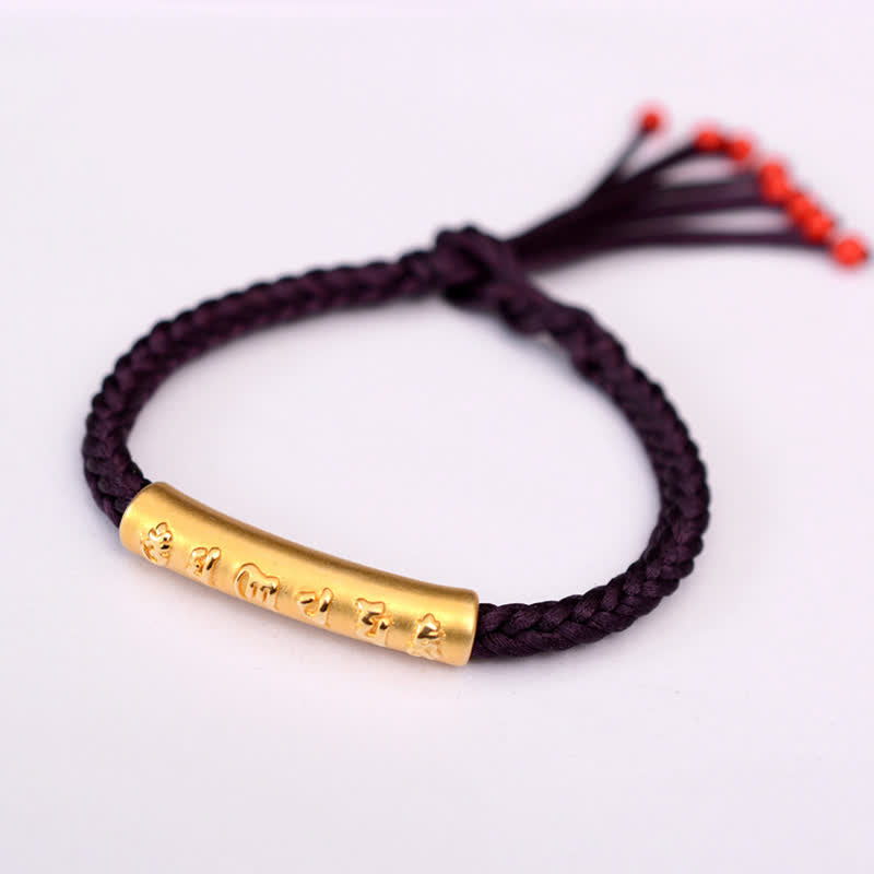 Wear FengShui 999 Sterling Silver Om Mani Padme Hum Protection Strength String Bracelet