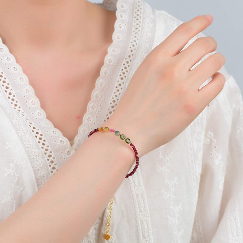 Wear FengShui Garnet Tourmaline Butterfly Protection Bracelet Anklet