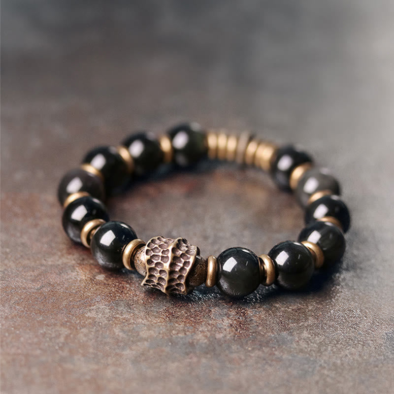 Wear FengShui Rainbow Obsidian Copper Love Healing Bracelet