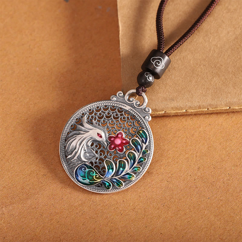 Wear FengShui 990 Sterling Silver Phoenix Luck Protection Necklace Pendant