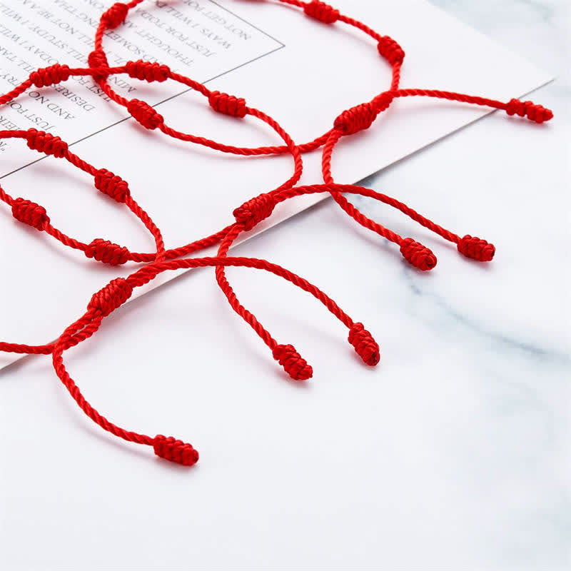 Wear FengShui 4Pcs Evil Eye Seven Knot Red String Protection Bracelet