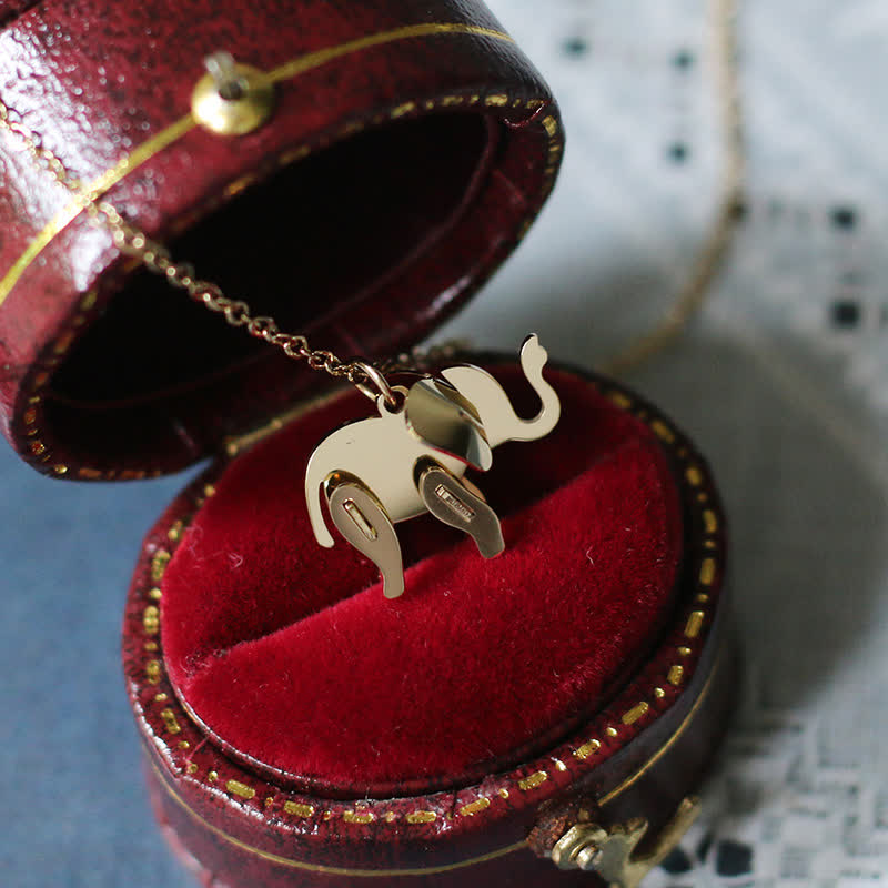 Wear FengShui Elephant Titanium Steel Luck Necklace Chain Pendant