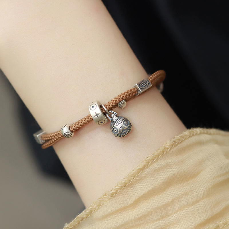 Wear FengShui 925 Sterling Silver Gold Swallowing Beast Koi Fish Wealth Handcrafted Braided Bracelet