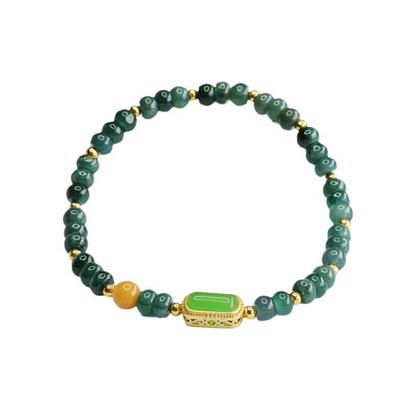 Wear FengShui Natural Green Jade Topaz Luck Bracelet
