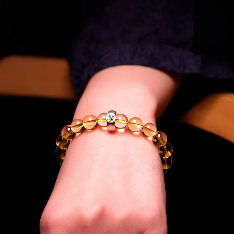 Wear FengShui 925 Sterling Silver Chinese Zodiac Natal Buddha Citrine Protection Bracelet