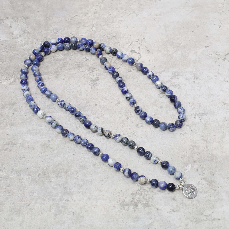 Wear FengShui Natural Blue Aventurine Lotus Peace Necklace Bracelet