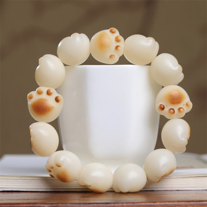 Wear FengShui Cute Cat Paw Claw Bodhi Seed Peace Bracelet