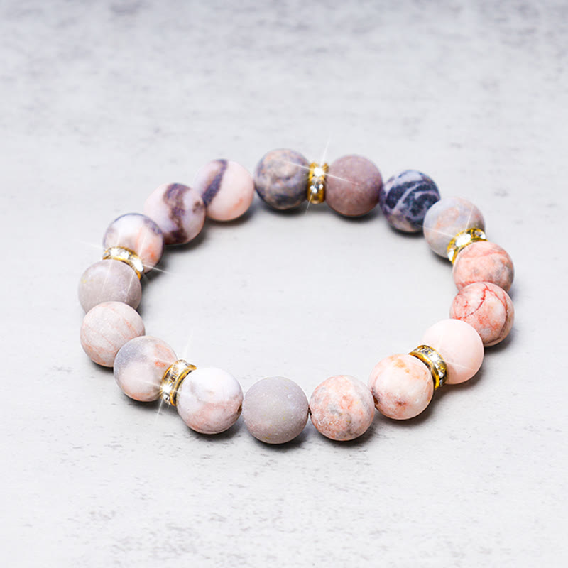 Wear FengShui Anxiety Stress Healing Crystal Zebra Jasper Bead Bracelet