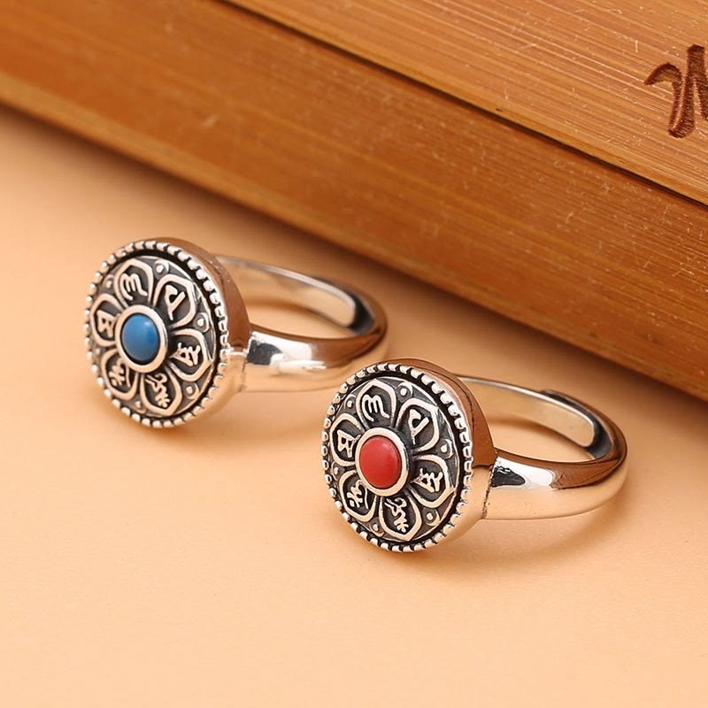 Wear FengShui Tibetan Om Mani Padme Hum Peace Rotatable Ring