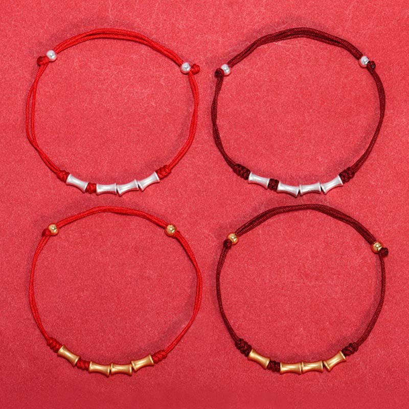 Wear FengShui 925 Sterling Silver Bamboo Design Protection Luck Braided Bracelet
