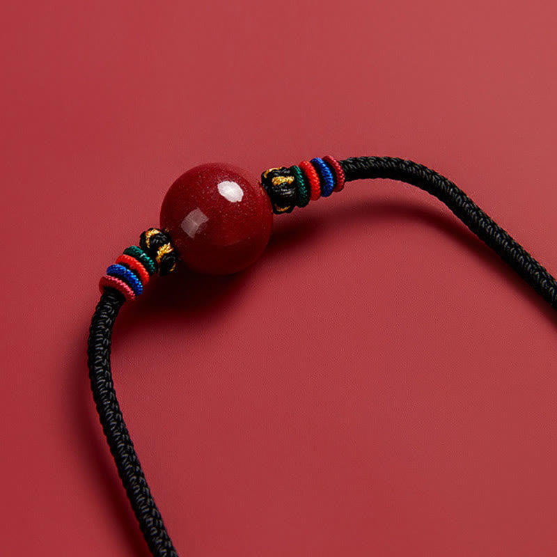 Wear FengShui Cinnabar Bead Blessing String Necklace Pendant