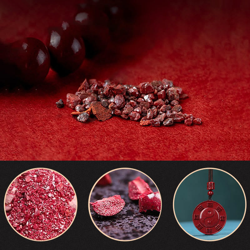 Wear FengShui Cinnabar Yin Yang Bagua Blessing Necklace Pendant