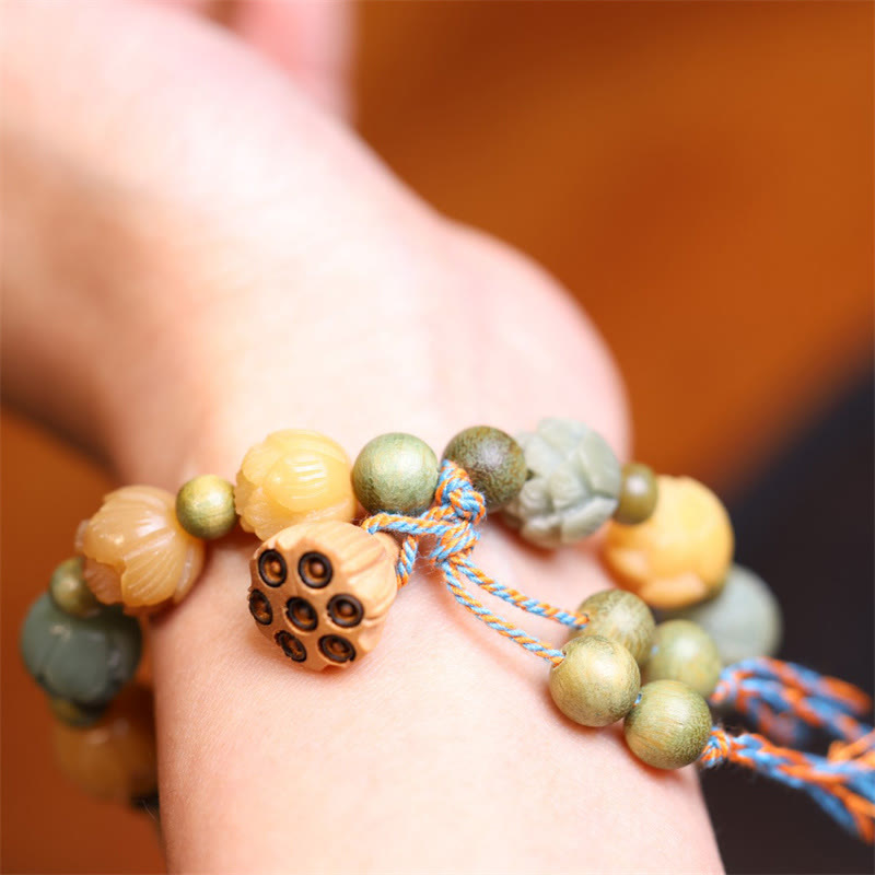 Wear FengShui Bodhi Seed Lotus Green Sandalwood Wisdom Harmony Bracelet