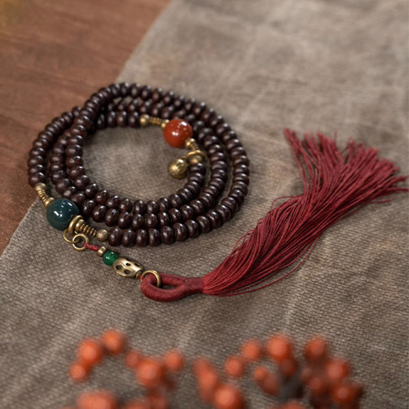Wear FengShui 108 Mala Beads Natural Tibet Purple Bodhi Seed Auspiciousness Bracelet