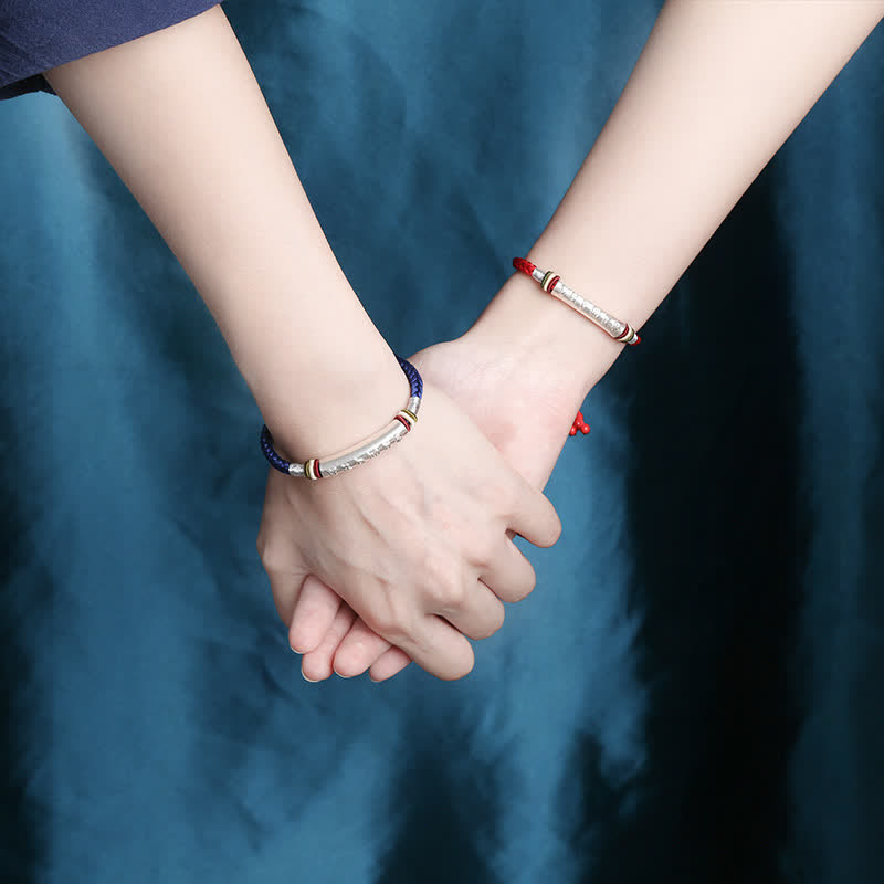 Wear FengShui 999 Sterling Silver Om Mani Padme Hum Protection Strength String Bracelet