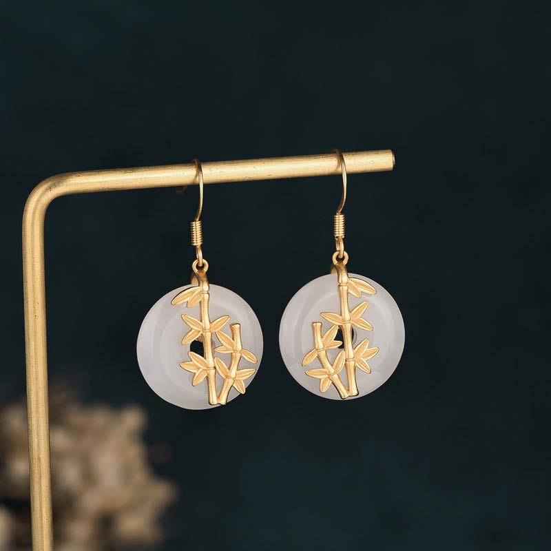 Wear FengShui FengShui White Jade Fortune Earrings