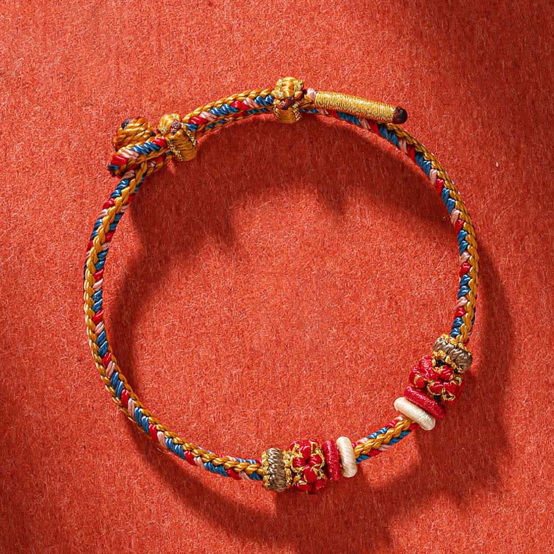 Wear FengShui Handmade Dunhuang Color Luck Braid String Bracelet