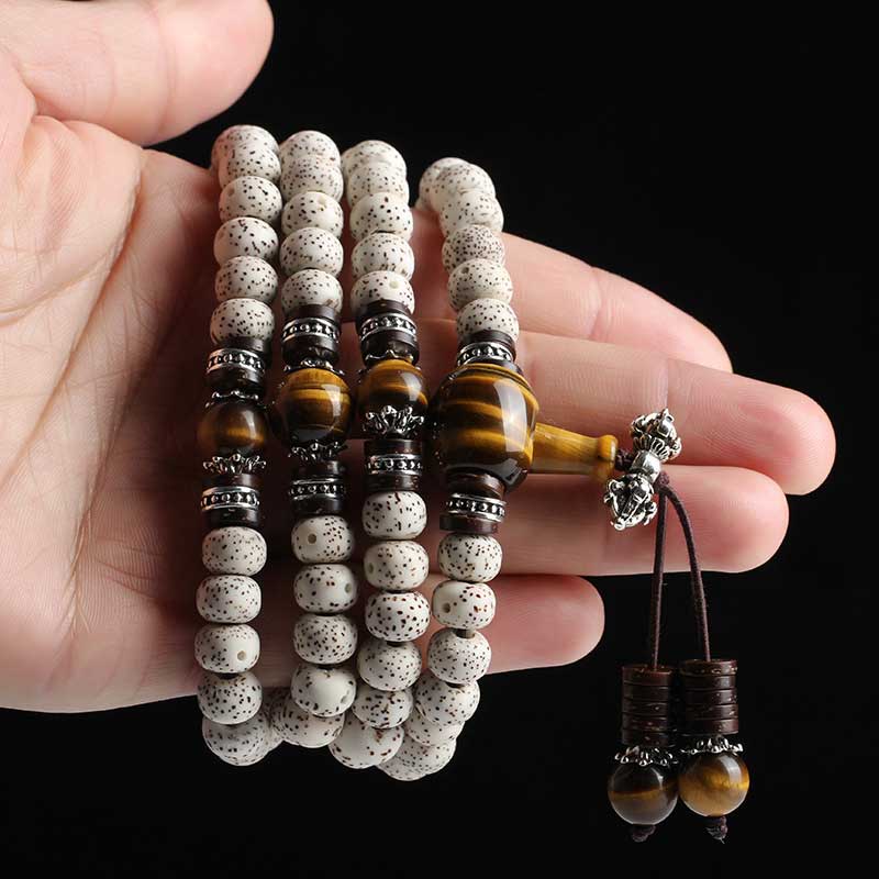 Wear FengShui Handmade Tibetan Tiger Eye Bodhi Seed Peace Bracelet