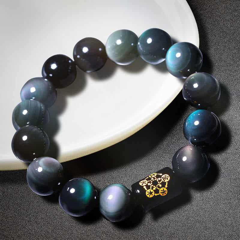 Wear FengShui Natural Rainbow Obsidian Positive Transformation Bracelet
