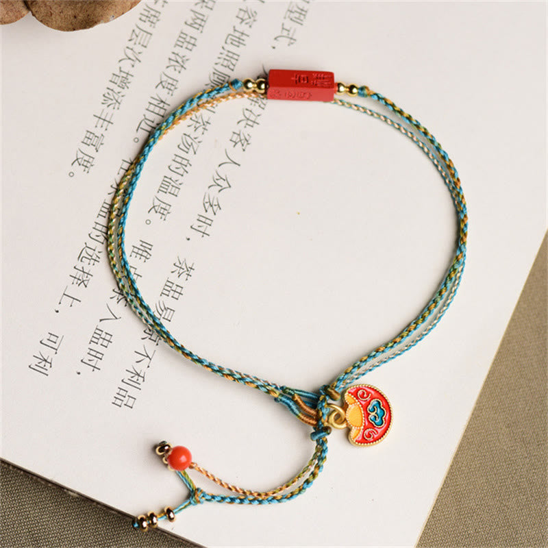 Wear FengShui Handmade Cinnabar As One Wishes Blessing Braid Double Layer Bracelet