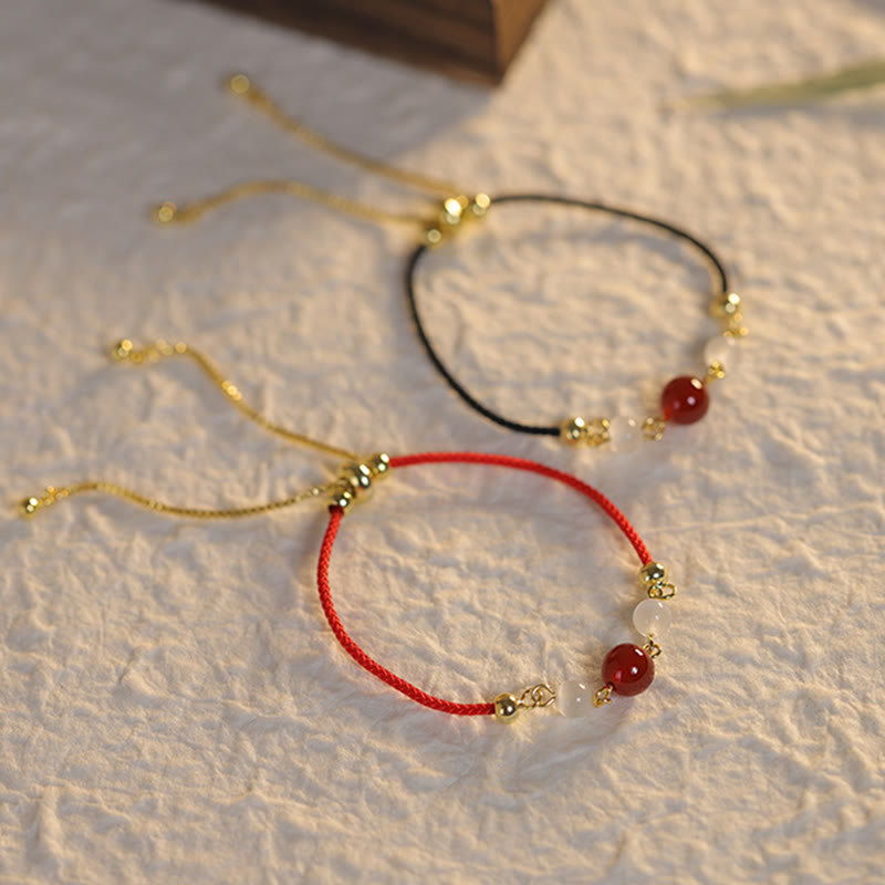 Wear FengShui Red Agate Cat Eye Braided String Confidence Bracelet