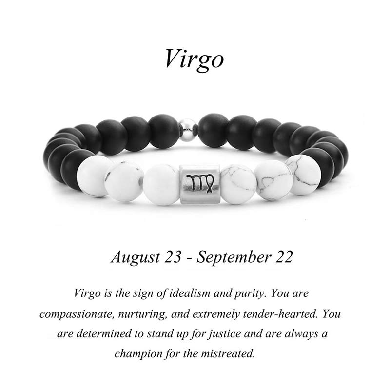 Wear FengShui 12 Constellations of the Zodiac Natural Frosted Stone White Turquoise Bead Fortune Bracelet