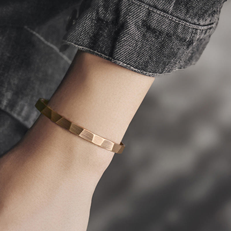Wear FengShui Vintage Rustic Design Copper Wealth Adjustable Cuff Bracelet